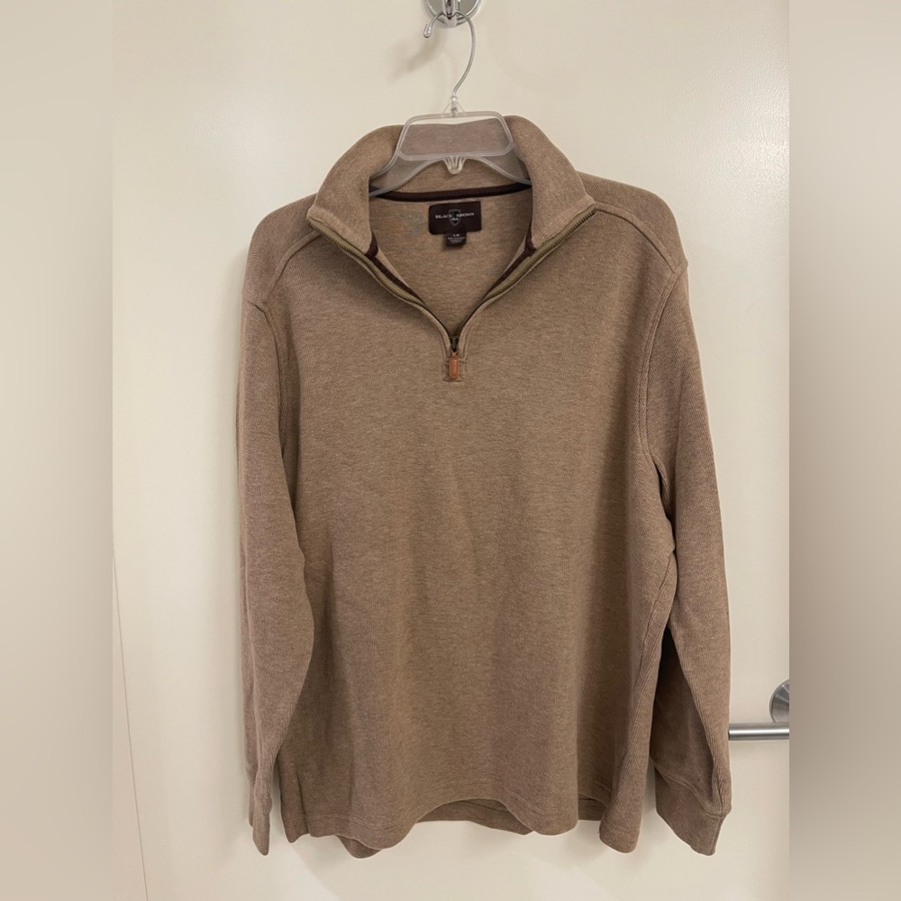 Black Brown 1826 Men’s Zip Neck Sweater. Size Large. 100% Cotton.